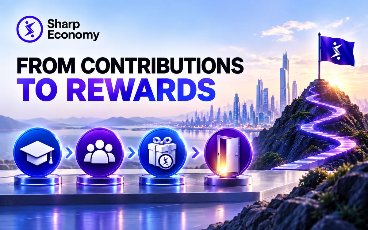 Illustration for “From Contributions to Rewards: How the Sharp Economy Model Works”